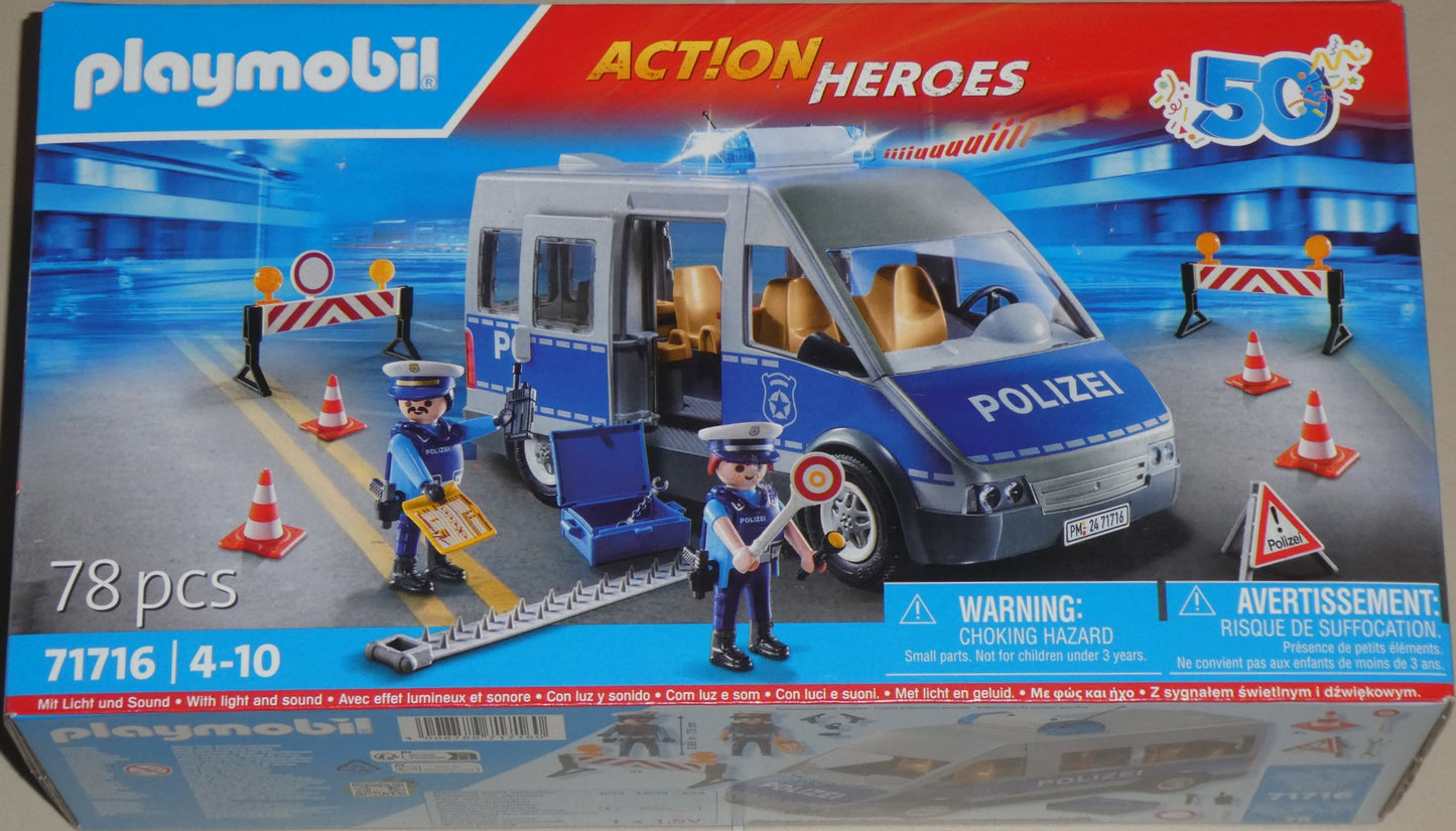 Playmobil 71716 Polizeibus mit Straßensperre