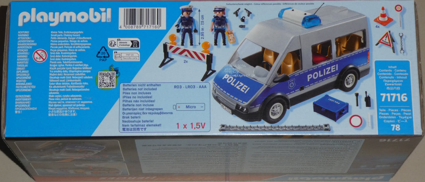 Playmobil 71716 Polizeibus mit Straßensperre